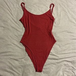 Pink Forever 21 Ribbed Tank Bodysuit